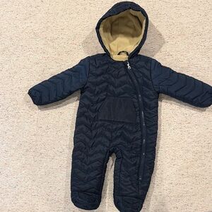 Perry Ellis Navy Quilted Hooded One-Piece Footie